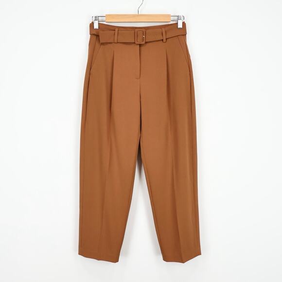 NWOT J.Crew Factory Belted Straight-Leg Trouser Dress Pant In Brown 2 Petite - Picture 4 of 11